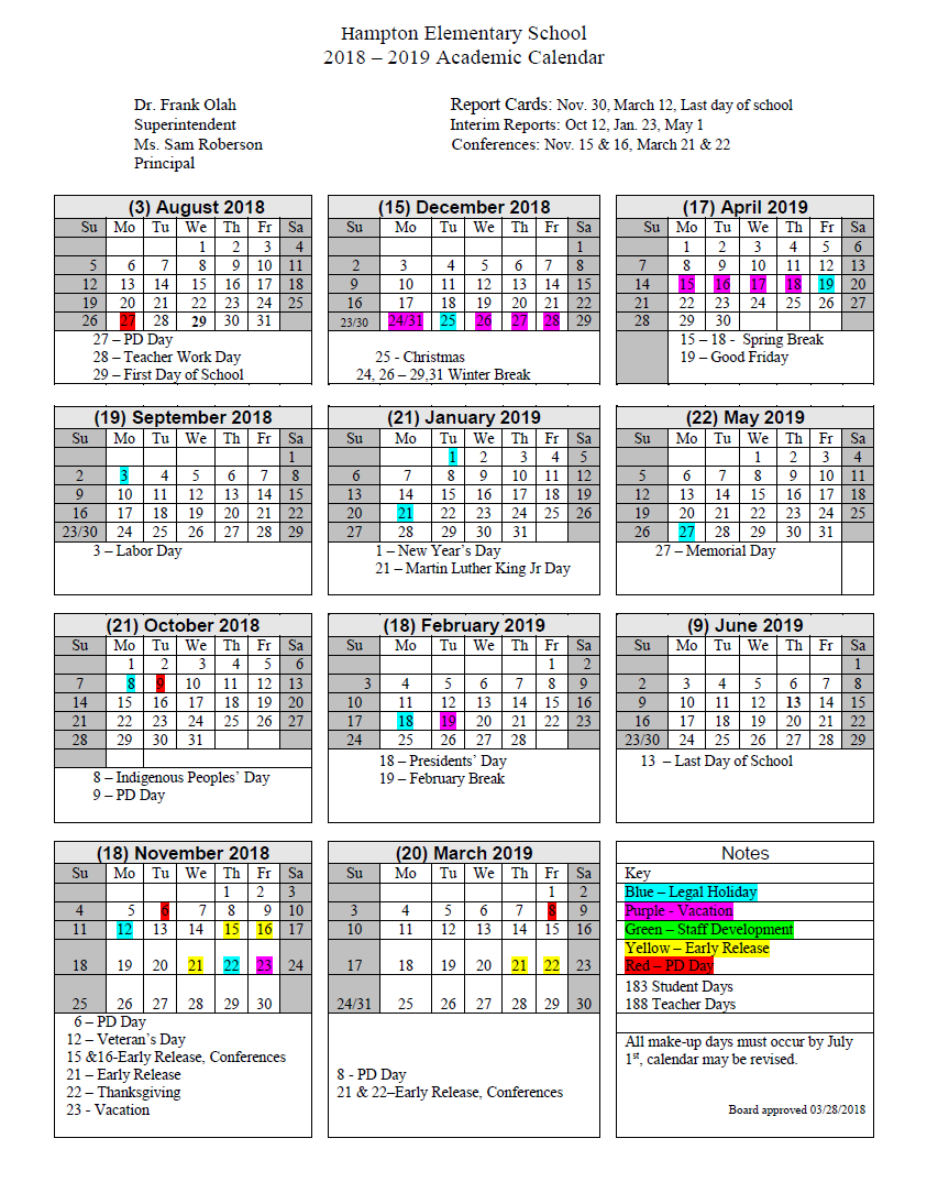 calendar-hampton-elementary-school